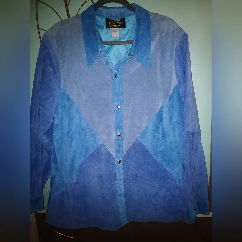 Vintage Bob Mackie Women's Multi Colored Suede Leather Coat. - Picture 1 of 8